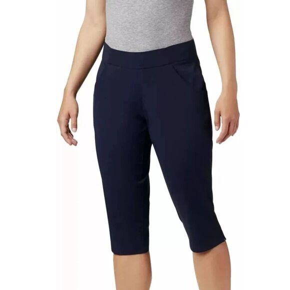 COLUMBIA Omni-Shade Omni-Shield Capris Sz S Navy Blue Dark Nocturnal Bermuda NWT - Picture 2 of 15